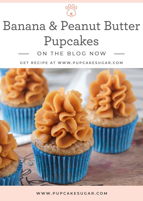 Cupcakes For Dogs Recipe, Dog Birthday Cupcakes, Puppy Cakes, Pupcake Recipe, Dog Cookie Recipes, Dog Cake Recipes, Pet Treats Recipes, Peanut Butter Cream, Easy Dog Treat Recipes