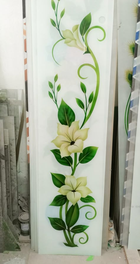 Floral Illustration Vintage, Simple Wall Paintings, Glass Etching Designs, Window Glass Design, Fancy Mirrors, Frosted Glass Design, Glass Painting Patterns, Creative Wall Painting, Door Design Photos