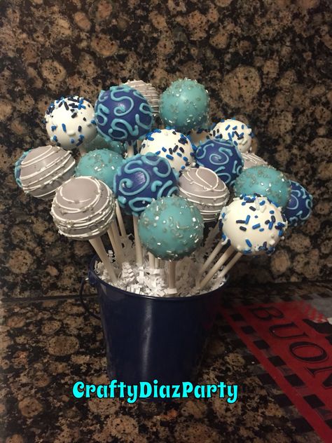 Hanukkah Cakepops  Www.facebook.com/craftydiazparty Hanukkah Cake Pops, Hanukkah Cake, Cake Pop Displays, Baby Birthday Cakes, Cakepops, Baby Birthday, Birthday Cakes, Cake Pops, Cookie Decorating