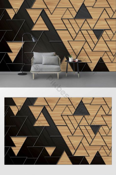 Triangle Mural, Room Wallpaper Designs, Accent Wall Design, Feature Wall Design, Wall Panels Bedroom, Triangle Wall, Wall Panel Design, Wooden Toys Plans, Texture Seamless