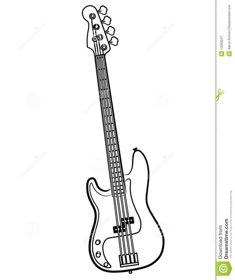 Illustration about A simple Electric Bass Guitar line art illustration (vector or bitmap). Illustration of line, black, teacher - 13069247 Bass Guitar Drawing, Bass Guitar Drawing Simple, Bass Sketch, Bass Drawing, Bass Guitar Tattoo, Bass Guitar Art Drawing, Electric Guitar Sketch Pencil, Guitar Doodle, Bass Guitar Silhouette