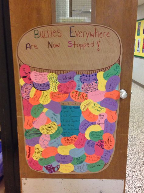 Bully beans by Julia cook - awareness week activity. Bully Beans Activities, Bully Awareness Month, School Counseling Bulletin Boards, Bully Prevention, School Age Activities, Classroom Lesson Plans, Counseling Lessons, Guidance Lessons, Elementary Counseling