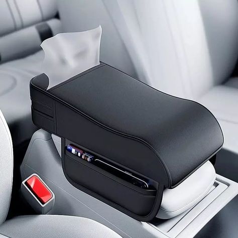 Car Armrest Box Height Pad Universal Central Elbow Rest Support Leather Auto Armrest Cover With Tissue Holder Armrest Cover Dm for order and queries #cararmrest Cushion Storage, Elbow Support, Car Armrest, Tissue Holder, Arm Rest, My Ride, Tissue Holders, Cushions, Leather