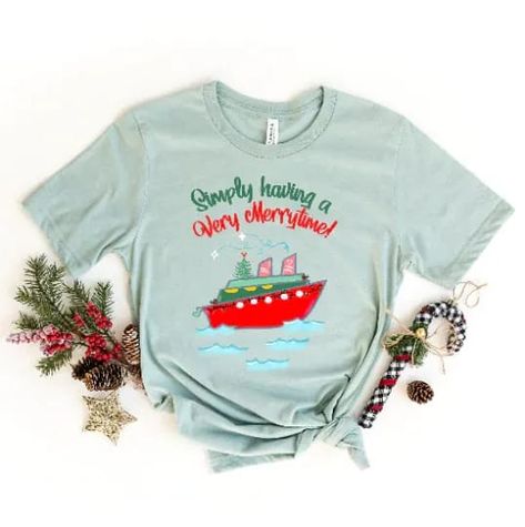 Very Merrytime T-Shirt Disney Cruise DCL Disney Chrsitmas Cruise Unisex T-Shirt Disney Christmas Vacation, Disney Christmas Outfits, Disney Cruise Ship, Disney Cruise Family, Disney Applique, Cruise Attire, Disney Cruise Shirts, Christmas Cruise, Cruise Kids