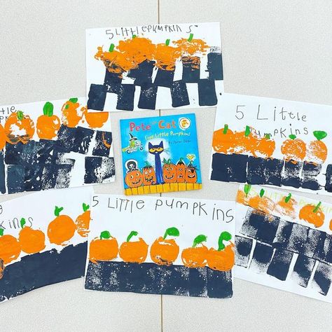 5 Little Pumpkins Sitting On A Gate Preschool Craft, 5 Little Pumpkins Activities, Pete The Cat 5 Little Pumpkins Activity, 5 Pumpkins On A Gate Craft, 5 Little Pumpkins Sitting On A Gate, 5 Little Pumpkins Craft, 3s Preschool, Kindergarten Autumn, Pumpkin Math Activities