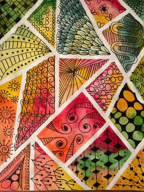 Neographic Art, Watercolor Art Journal, Art Therapy Projects, Zen Doodle Art, Geometric Design Art, Diy Watercolor Painting, Tangle Art, Abstract Watercolor Art, Art Journal Techniques