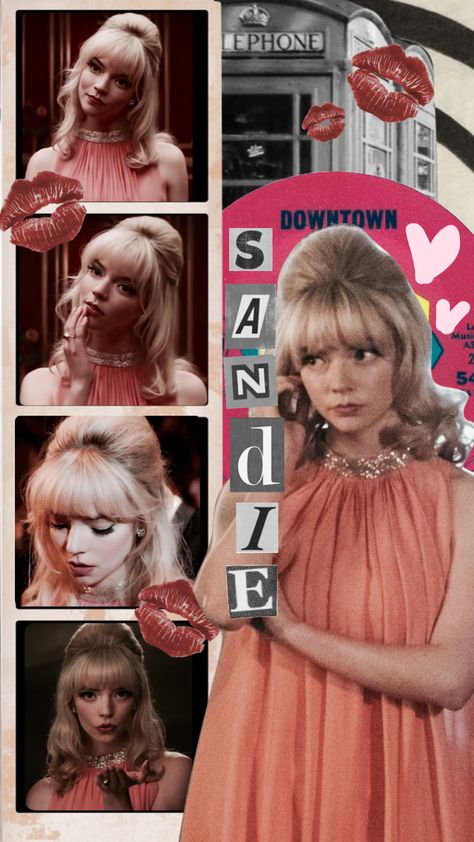 #myfirstshuffle #moodboard #aesthetic #pink #vintage #collage #art #film #taylorswift #harrystyles #phoebebridgers #anyataylorjoy #lastnightinsoho Sandie Collins Aesthetic, Last Night In Soho, Vintage Collage Art, Tim Burton Characters, Movie Collage, Taylor Russell, Light Academia Aesthetic, Iconic Movie Posters, Moodboard Aesthetic