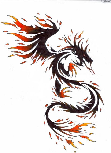 Fire Dragon Tattoo, Tiamat Dragon, Celtic Dragon Tattoos, Red Dragon Tattoo, Dragon Tattoo Art, Dragon Rouge, Arte Doodle, Kunst Tattoos, Flame Tattoos