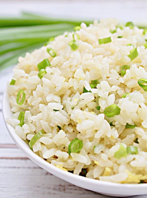 Scallion Rice ~ A light and mild-flavored white rice dish made with fresh green onions and lemon zest. Ready to serve in about 20 minutes. Green Onion Rice Recipes, Rice With Green Onions, Scallion Recipes Green Onions, Scallion Rice Recipe, Green Onion Recipes Dinners, Flavored White Rice, White Rice Dishes, Scallion Recipes, Scallion Rice