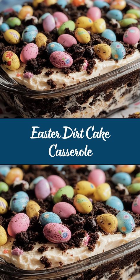 Easter Dirt Cake Casserole is a fun, festive, and easy dessert that’s perfect for spring celebrations. This no-bake treat combines creamy pudding layers with crushed cookies and colorful Easter candies to create a whimsical dessert that’s as delicious as it is adorable. Spring Dirt Cake, Easter Dump Cake Recipes, Dirt Cake Casserole, Easter Dirt Cake Casserole Recipe, Easter Recipes Easy, Easter Easy Desserts, Easter Cake Mix Cookie Bars, Easter Dump Cake, Easter Cake Ideas Easy