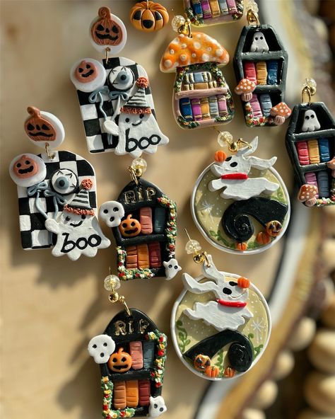 🎃👻 Halloween magic is here! These handcrafted polymer clay earrings are filled with spooky charm, featuring everything from cute pumpkin bats and ghostly book nooks to Zero from The Nightmare Before Christmas. Each detail is lovingly sculpted, making these perfect statement pieces for the season. Whether you’re into ghosts, pumpkins, or whimsical mushroom houses, there’s a little spooky surprise in every pair 🌙✨ Mushroom Houses, Mushroom House, Halloween Magic, The Nightmare Before Christmas, The Nightmare, Cute Pumpkin, Book Nooks, Nightmare Before, Nightmare Before Christmas