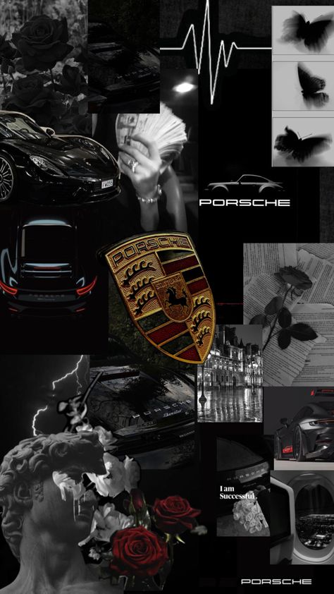 Compiled pictures of a black aesthetic and black porsche cars Black Porsche Aesthetic, Porsche Aesthetic, Black Porsche, Y2k Wallpaper, Cool Car Pictures, Porsche Cars, Black Aesthetic, A Black, Cool Cars