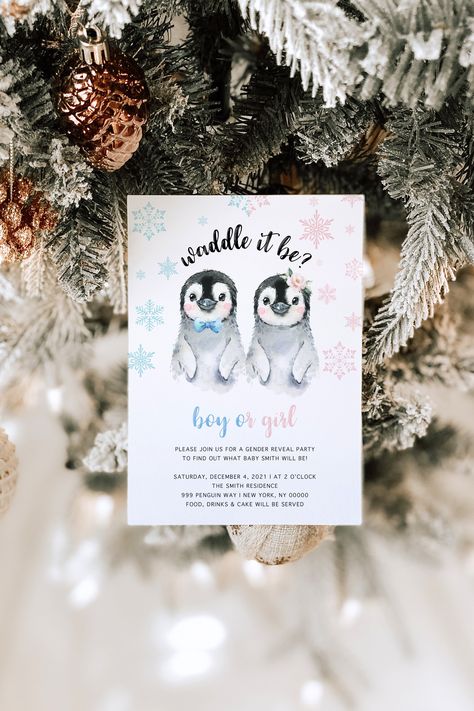 Penguin Invitations, Pinguin Illustration, Penguin Baby Showers, Penguin Baby, Baby Shower Invitaciones, Gender Reveal Invitations, Baby Penguins, Invitation Baby Shower, Boy Baby Shower