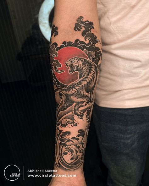 "The most difficult thing is the decision to act, the rest is merely tenacity. The fears are paper tigers. You can do anything you decide to do. You can act to change and control your life; and the procedure, the process is its own reward." Best Japanese Tattoo, Tiger Forearm Tattoo, Japanese Forearm Tattoo, Japanese Tattoo Sleeve, Samurai Tattoo Sleeve, Dragon Tattoo Arm, Tiger Tattoo Sleeve, Forearm Band Tattoos, Tiger Tattoo Design