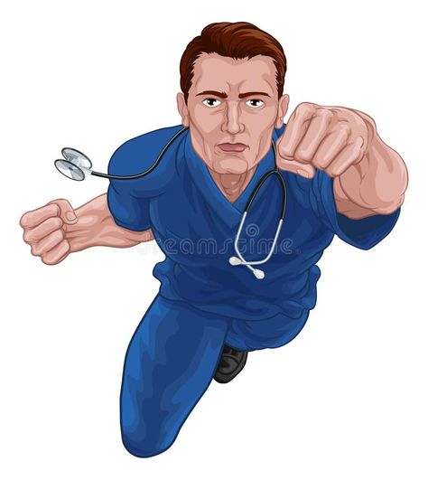 Superhero Nurse Doctor in Scrubs Flying Super Hero Stock Vector - Illustration of doctors, cartoon: 181755737 Doctors Cartoon, Doctor In Scrubs, Superhero Doctor, Hospital Scrubs, Doctor Scrubs, Nurse Rock, Male Nurse, Hospitality Uniform, Scrubs Uniform