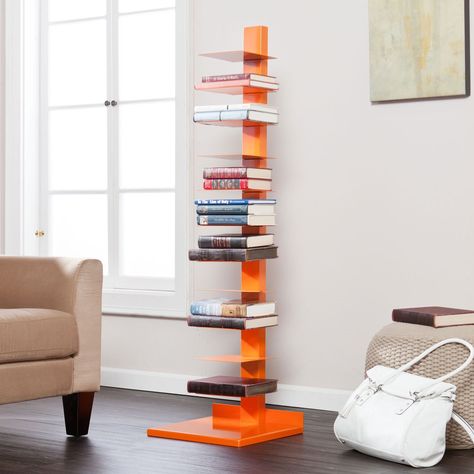 With its eye-catching vertebral form, the Colonne Media Storage adds a fresh and contemporary look to any space. Orange Bookshelves, Sapien Bookcase, At Home Library, Vertical Bookshelf, Spine Book, Media Tower, Computer Armoire, Book Tower, Shelving Ideas