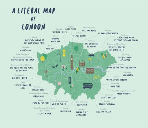 Literal Map Of London Boroughs | Etymological History of London London Map Art, Royal Borough Of Kensington And Chelsea, Old English Names, London Boroughs, Map Of London, Old English Words, Roman Britain, Name Origins, Kensington And Chelsea