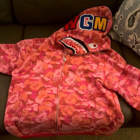 Authentic pink BAPE zip up jacket Zip Up Jacket, Zip Ups, Outfit Inspo, Plus Fashion, Fashion Trends, Pink, Fashion Tips, Clothes Design