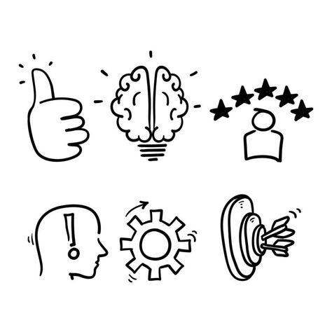 hand drawn doodle element symbol for competence, skills and knowledge concept in doodle style vector Light Bulb Symbol, Marketing Icon, Element Symbols, Single Line Drawing, Hand Drawn Icons, Doodle Cartoon, Doodle Style, Continuous Line Drawing, Sketch Notes