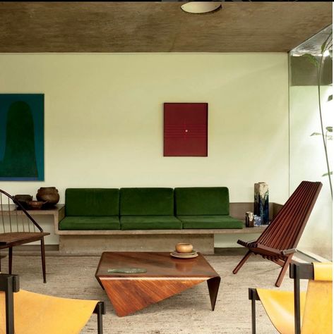 Brazilian Modernism Interior, Modern Brazilian Interior Design, Brazilian Decor Interior Design, Brazilian Paintings, Brazilian Interior Design, Brazilian Interior, Yellow Interior Design, Brazilian Modernism, Kinfolk Magazine