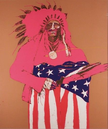 Fritz Scholder, Last Indian With American Flag, 111/150, 1970 Western Artist, Image Paper, Native American Artists, Indian Paintings, American Indian Art, Indigenous Art, Native Art, Native American Art, American Indian