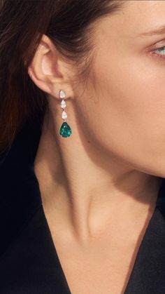 Emerald Drop Earrings, Emerald Earring, God's Voice, Emerald Earrings Drop, Diamond Necklace Designs, Morgan Freeman, Diamond Jewelry Designs, Indian Earrings, Classy Jewelry