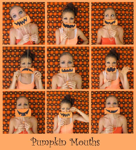 Pumpkin Mouths - Photo Booth Idea. Also need some kind of back drop for the pics. Fall Photobooth, Pumpkin Walk, Hp Crafts, Pumpkin Mouth, Fall Photo Booth, Halloween Photo Booth Props, Ffa Ideas, Mouth Photo, School Fall Festival