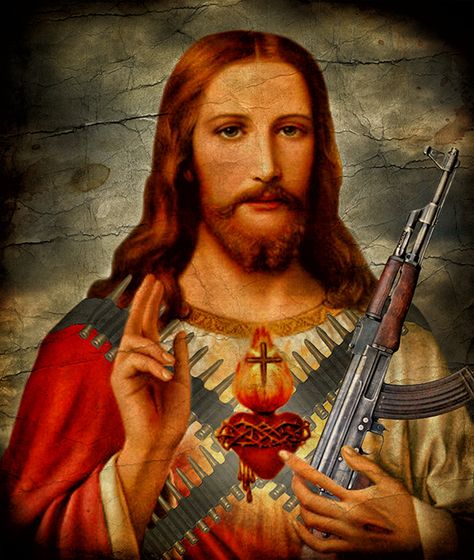 Ak-47 Jesus by Paula Morales, via Behance Jesus Jokes, Mens Scarf Fashion, Cool Jesus, Russian Tattoo, Love Birthday Quotes, Jesus Face, Graphic Tshirt Design, Iphone Wallpaper Tumblr Aesthetic, Illusion Art