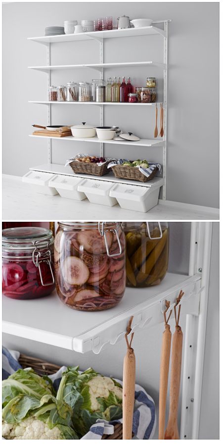 Ikea Algot storage system Boaxel Pantry Ideas, Algot Ikea Hack, Boaxel Pantry, Ikea Boaxel Pantry, Pantries Ideas, Ikea Algot, Ikea Storage Cabinets, Diy Pantry Organization, Ikea Closet