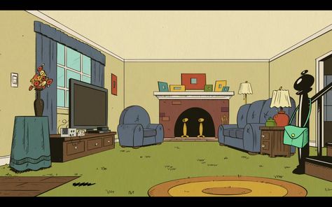 Loud House Background Design, House Cartoon, Graveyard Shift, Loud House Characters, Animation Sketches, Save File, Living Room Background, Bed In Living Room, Minecraft Projects