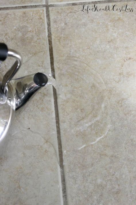 How To Clean Grout With Water {The Easiest Way To Clean Grout EVER} - Life Should Cost Less How To Clean Grout In Kitchen, Grout Cleaner Diy, Grout Cleaning Diy, Frugal Cleaning, Cleaning Floor Grout, Clean Bathroom Grout, Natural Hacks, Clean Shower Grout, How To Clean Grout