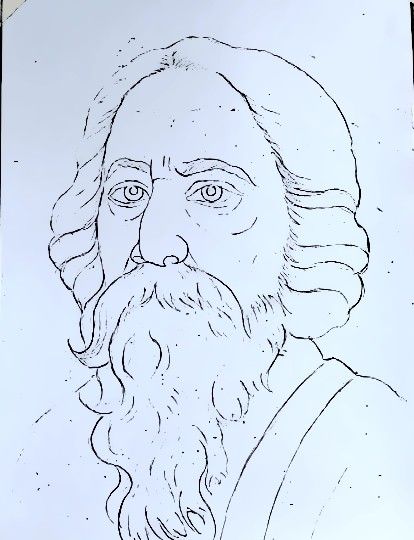 Rabindranath Tagore Line Drawing, Sketch Of Rabindranath Tagore, Rabindranath Tagore Pencil Sketch, Ravindra Nath Tagore Sketch, Rabindranath Tagore Drawing For Kids, Rabindranath Tagore Portrait Sketch, Rabindra Nath Tagore Sketch, Rabindranath Thakur Drawing, রবিন্দ্রনাথ ঠাকুর Drawing