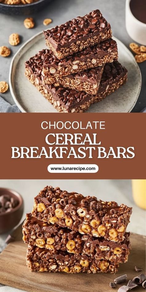 Chocolate Cereal Breakfast Bars Ingredients: 4 cups of chocolate-flavored puffed rice cereal 1 cup of rolled oats 1/2 cup of peanut butter 1/2 cup of honey 1/4 cup of mini chocolate chips 1 teaspoon of vanilla extract 1/4 teaspoon of salt #Chocolate #CerealBars Cereal Bars Without Marshmallows, Cereal Breakfast Bars, Chocolate Cereal Treats, Homemade Cereal Bars, Cereal Bars Homemade, Kid Breakfast, Cereal Breakfast, Puffed Rice Cereal, Craving Chocolate