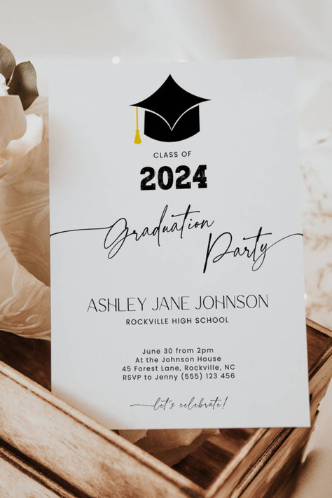 Grad Party Invite, Graduation Party Invitations Templates, Graduation Invitations Template, Graduation Party Invitation, 2024 Graduation, Graduation Invitation, Class Of 2024, Graduation Party Invitations, Graduation Announcements