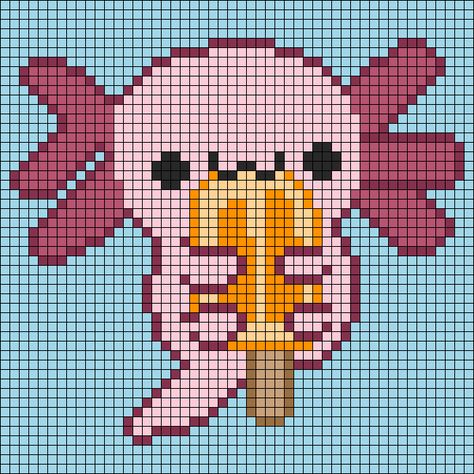 Alpha pattern #171970 | BraceletBook Axolotl Pixel Art Grid, Alpha Pattern Knitting, Goat Pixel Art, Pixel Axolotl, Daisy Pixel Art, Axolotl Pixel Art, Easy Alpha Patterns, Pixel Tattoo, Perler Bead Mario