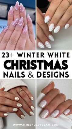 Simple Winter Nail Ideas, French Tips Acrylic, Chrome Almond, White Christmas Nails, White Chrome Nails, White French Nails, Christmas Nail Ideas, Candy Cane Nails, Chrome Nails Designs