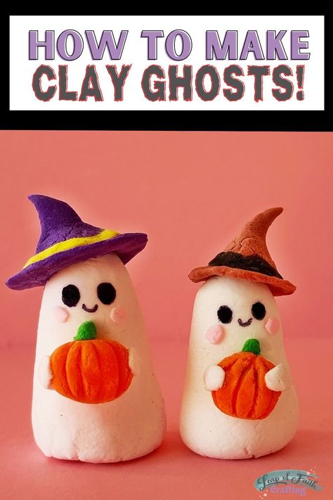 Clay Ghosts, Ghost Tutorial, Ghost For Halloween, Ghost Craft, Clay Ghost, Easy Halloween Craft, Air Drying Clay, Prairie Dogs, Teen Library