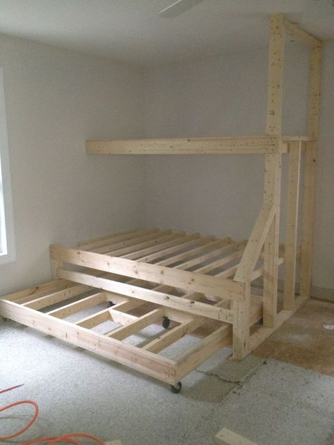 Bunk Beds With Trundle, Beds With Trundle, Built In Bunk Beds, Triple Bunk Beds, Bunk Beds Built In, Built In Bunks, Bunk Beds With Stairs, Bunk Rooms, Bunk Bed Designs