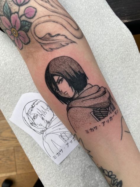 Aot Tattoo Mikasa, Mikasa Ackerman Tattoo Ideas, Mikasa Tattoo, Mikasa Attack On Titan, Appreciation Art, Titan Tattoo, Anime Tattoo Ideas, Famous Anime, Attack On Titan Tattoo