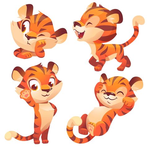 Free Vector | Cute baby tiger character sleep and walking Tiger Character, Cute Tiger Cubs, Tiger Cartoon, Tiger Drawing, Cartoon Tiger, Tiger Illustration, Cute Tiger, Sleeping Kitten, Baby Tiger