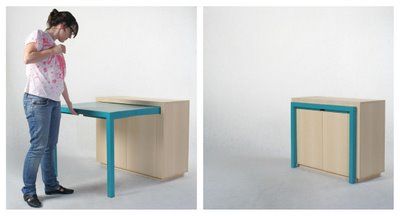 Slide out desk Pullout Desk, Apartemen Studio, Kitchen Ikea, Colour Splash, 광고 디자인, Small Space Solutions, Compact Living, Tiny Spaces, Smart Furniture