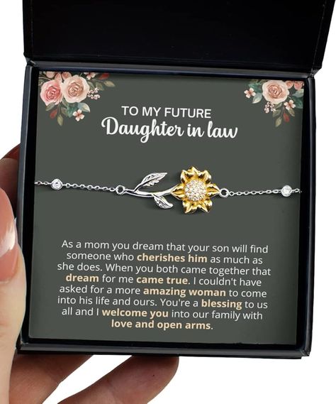 Amazon.com: Future Daughter in Law Sunflower Bracelet, Wedding Gifts from Mother in Law, 925 Sterling Silver, Engagement Gift, Bride Gift for Her: Clothing, Shoes & Jewelry Silver And Gold Bracelet, Sunflower Bracelet, Boyfriends Mom Gifts, Daughter In Law Gifts, Step Mom Gifts, The Sunflower, In Law Gifts, Graduation Gifts For Her, Daughter In Law