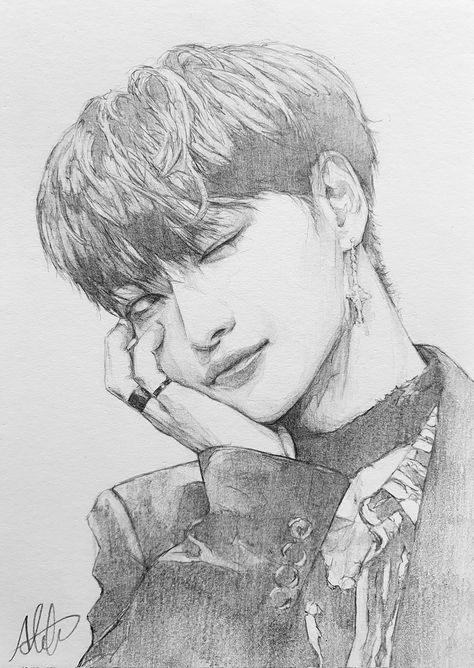 Seonghwa Sketch, Seonghwa Drawing, Ateez Sketch, Ateez Drawings, Sketch Kpop, Practice Sketching, Ateez Fanart, Fanart Sketch, Drawing Styles