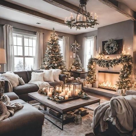 Interior Decorating Living Room, Bedroom Cozy, Cozy Christmas Decor, Cosy Living, Christmas Living Rooms, Christmas Room, New Year Decor, Decoration Inspiration, Elegant Christmas