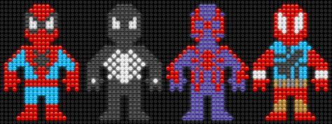 Lair of the Dork Horde: Lite Brite Brutes! The Many Faces of Spider-Man! Lite Brite Designs, Marvel Cross Stitch, Hero Crafts, Superhero Crafts, Cute Friendship Bracelets, Lite Brite, Graph Paper Drawings, Friend Crafts, Bead Sprite