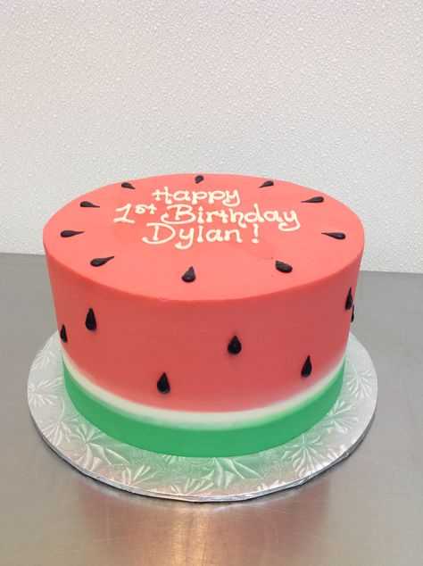 Watermelon Birthday Cake Ideas, Watermelon Theme Cake, Watermelon Cake Design, Watermelon Birthday Cake, Watermelon Cake Birthday, Birthday Party At Park, Watermelon Cake, Ice Cake, 1st Birthday Cake Smash