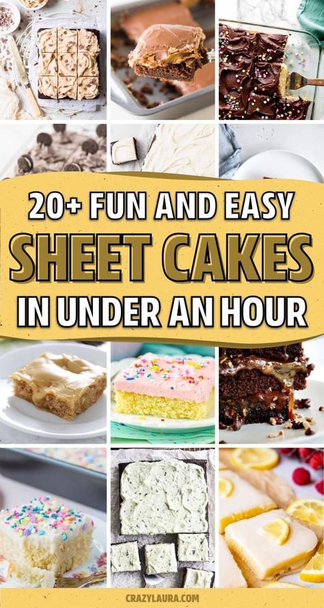 Easy Desserts To Bake, Homemade Sheet Cake, Desserts To Bake, Easy Birthday Desserts, Wedding Sheet Cakes, Vanilla Sheet Cakes, Half Sheet Cake, Slab Cake, Crazy Laura