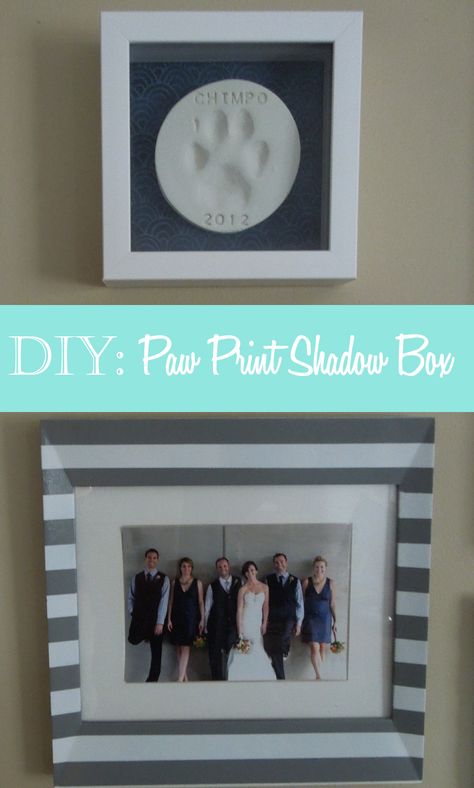 Dog Shadow Box Pet Memorials Diy, Shadow Box For Dog, Paw Print Shadow Box Ideas, Shadow Box For Pets Memorial, Shadow Box For Lost Pet, Pet Paw Print, Diy Shadow Box, Print Display, Pet Paws