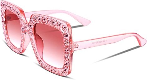 Royal Girls, Crystal Sunglasses, Sunglasses Oversized, High Fashion Accessories, Rhinestone Sunglasses, Diamond Bling, Pink Sunglasses, Girl With Sunglasses, Square Diamond