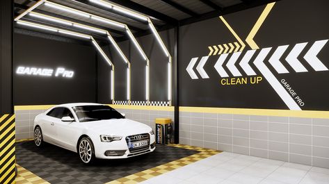 Car Wash Shop Design Ideas, Car Detailing Shop Interior Design, Car Detailing Shop Design, Car Washing Center Design, Detailing Studio Design, Car Wash Design Architecture, Car Workshop Ideas, Car Shop Design, Car Wash Design Ideas